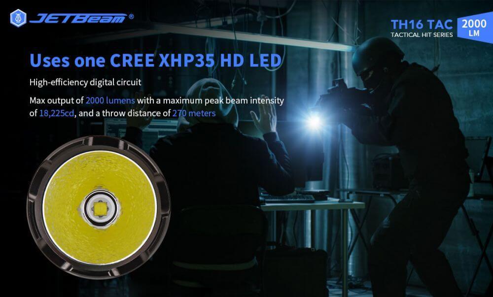 Jetbeam TH16 TAC XHP35 HD 2000 Lumen LED Flashlight