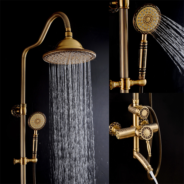 Shower Mixer Faucet Antique European 3-Function Luxury Indoor  