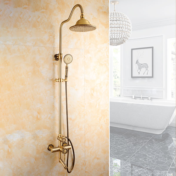 Shower Mixer Faucet Antique European 3-Function Luxury Indoor  