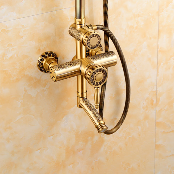 Shower Mixer Set Concealed Round In Wall Antique Hot And Cold Vintage Brass Single  