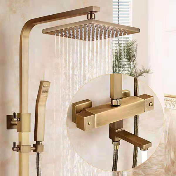 Shower Sets Faucet Mixer Exposed Rain Bathroom Waterfall Brass Antique 4 Way Cartridge With Adjustable Hand Held  