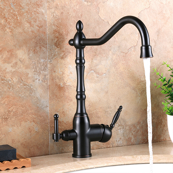 Kitchen Faucet Tap Water Filter Gold Colour Pvd Brass Antique Vintage Sanitary Wares Handle Double  