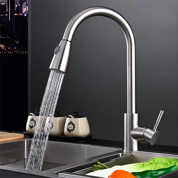 Kitchen Faucet Tap Stainless Steel 304 Pull Out 360 Degree Rotating SS With Pull Out Spout  