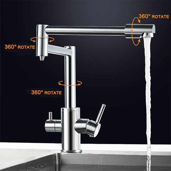 Pot Filler Faucet Drinking Water Filter Tap 360 Degree Brass Deck Mounted Chrome Commercial Style  