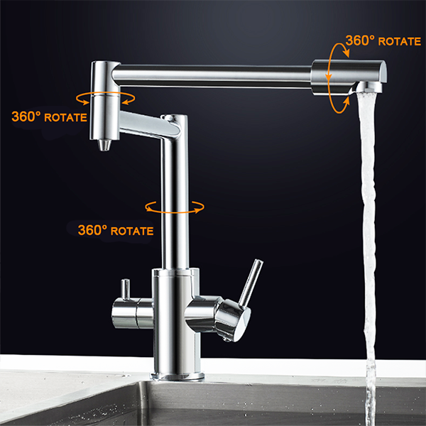 Pot Filler Faucet Drinking Water Filter Tap 360 Degree Brass Deck Mounted Chrome Commercial Style