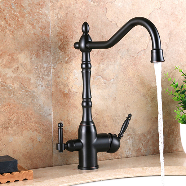 Kitchen Faucet Tap Water Filter Gold Colour Pvd Brass Antique Vintage Sanitary Wares Handle Double
