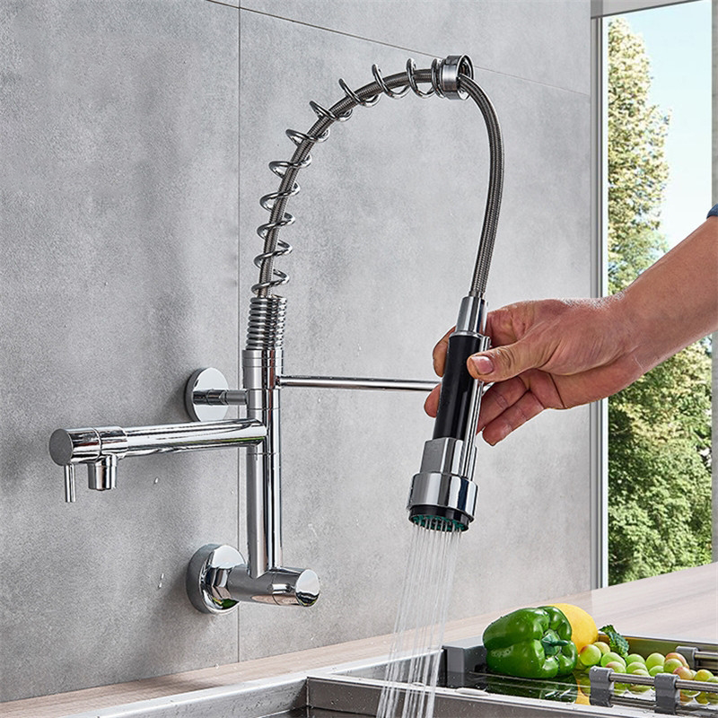 Kitchen Faucet Mixer Taps Wall Mounted Spring Flexible Eco Luxury Modern Quality High