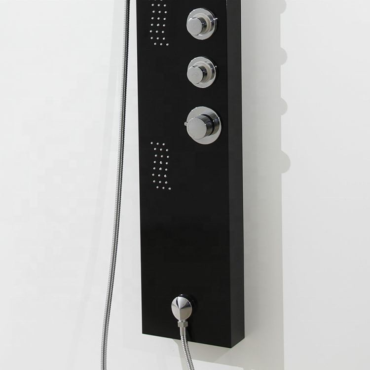 Bathroom Stainless Steel Wall Mounted Rainfall Black Massage Bath Faucet Wall Shower Panel