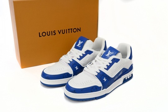 Louis Vuitton Trainer White Blue Signature