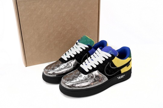Louis Vuitton x Nike Air Force 1 Chrome Toe | Size 8.5, Sneaker in Silver/Yellow/Blue