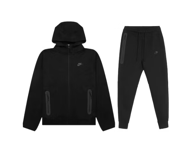 Fake Nike Sportswear Tech Fleece Full-Zip Hoodie & Joggers Set Black ...