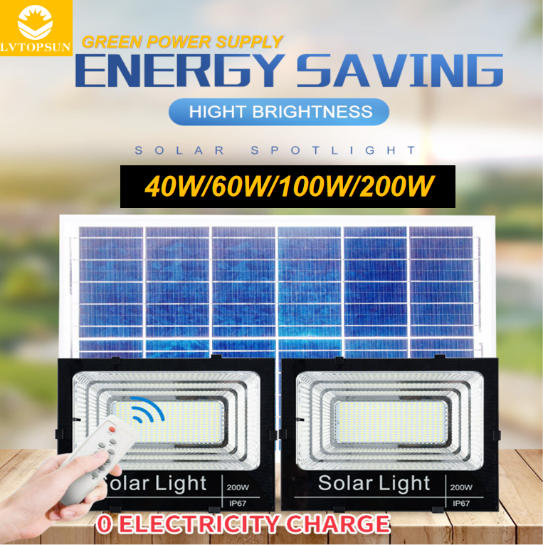  LVTOPSUN 40W 60W 100W 200W Solar Flood light/IP67/ LIFEPO4 Battery / Solar Spot light  
