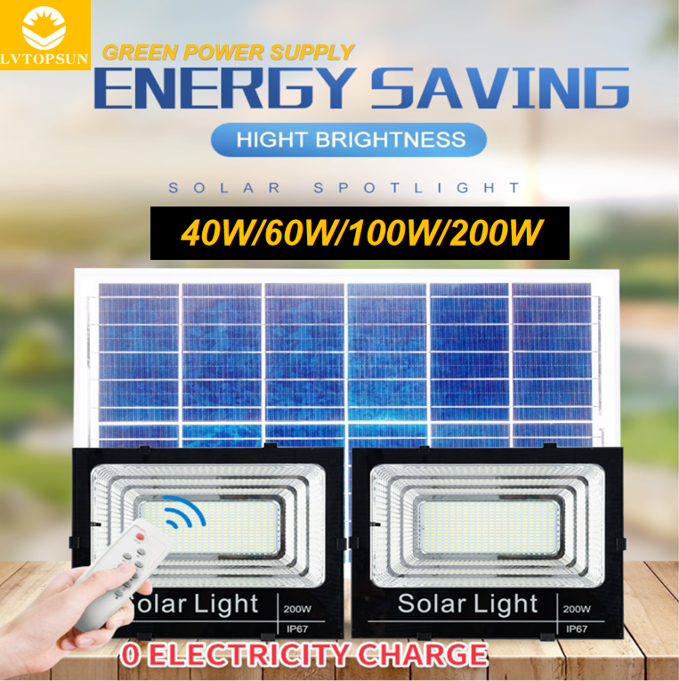 LVTOPSUN 60W Solar Flood light/IP67/ LIFEPO4 Battery / Solar Spot light  