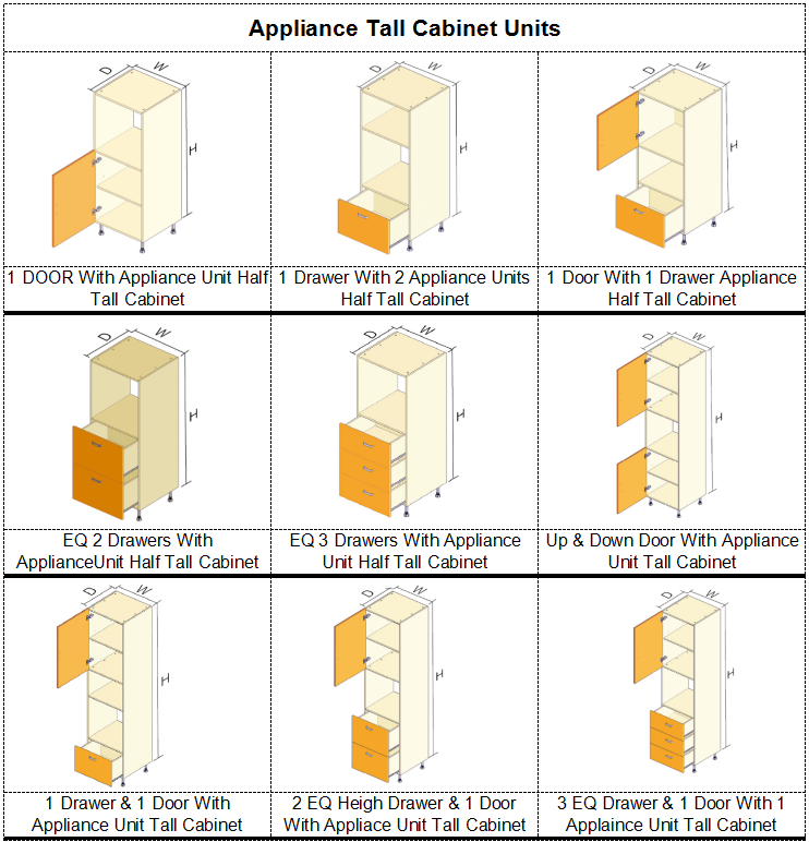 Appliance tall cabinet