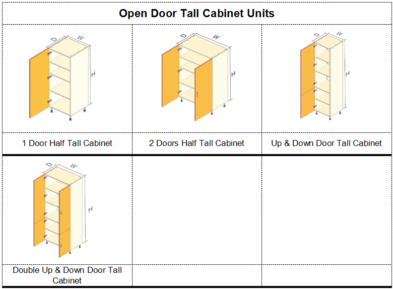 Open door tall cabinet