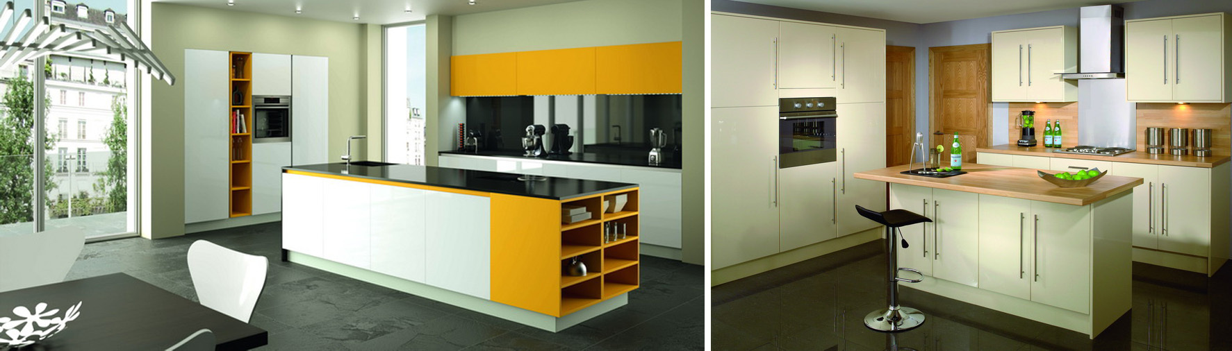 yellow and beige kitchen cabinet