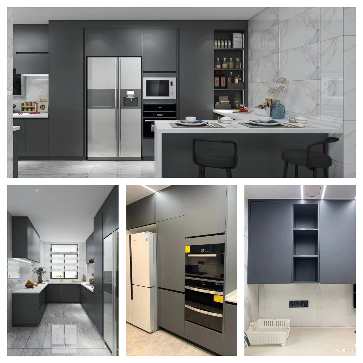 Grey kitchen cabinet