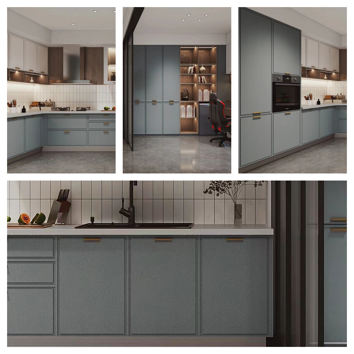 Blue kitchen cabinet