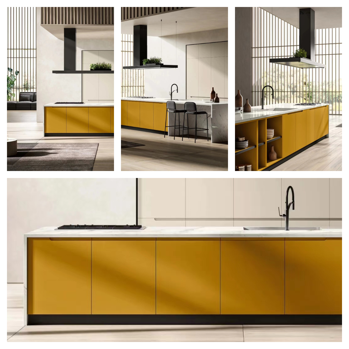 Yellow kitchen cabinet