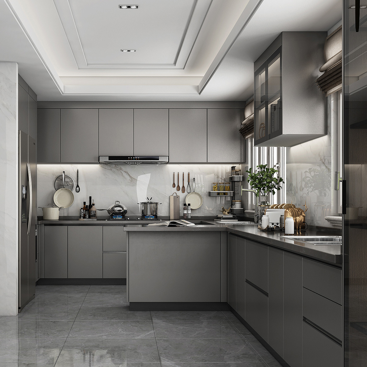 Modular Grey Kitchen Cabinets Design Ideas Modern