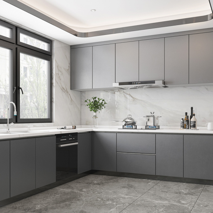 modern grey kitchen cabinets