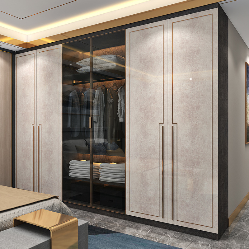 Modern Luxury Closet in Dark Grey and Dark Wood
