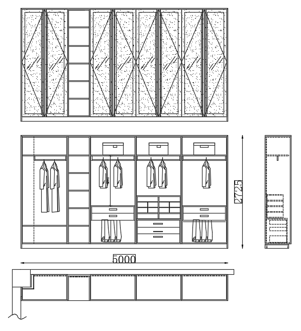 wardrobe closet with glass doors sketch design