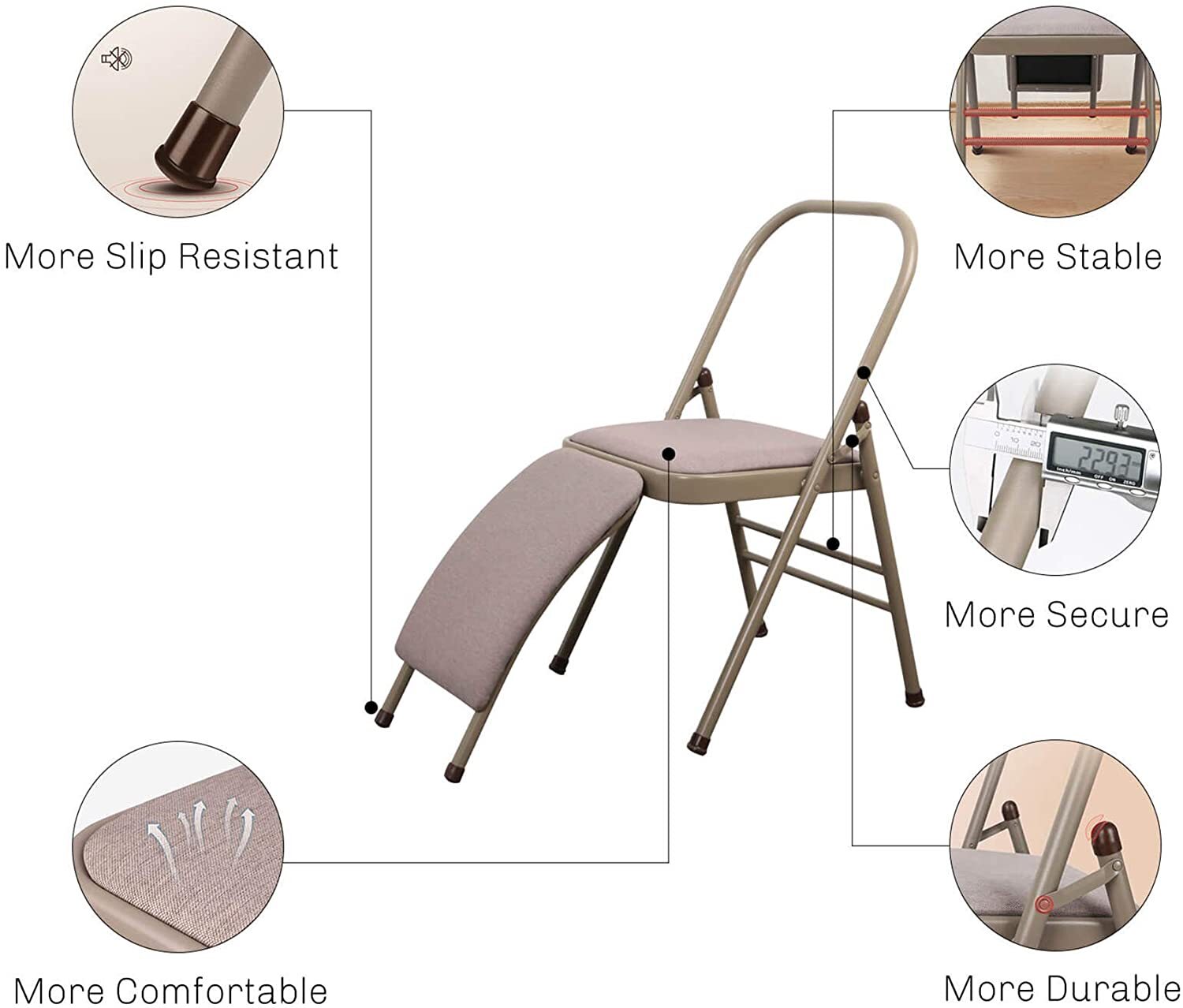 Yoga Auxiliary Chair with Lumbar Back Support Relieve Back Pain Chair