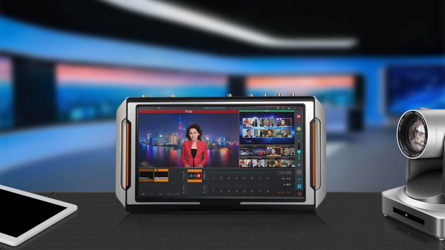 Oton Pad Studio-NDI 8 Channel Touch Screen SDI/NDI Switcher tv live stream with ISO Recording