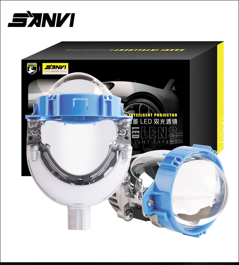 SANVI 2Pcs 35W 5500k 3 inches Auto V2 Bi LED Projector Lens Headlight H4 H7 9005 9006 Car Motorcycle Headlight Retrofit Kits Aftermarket Auto LED Lights  