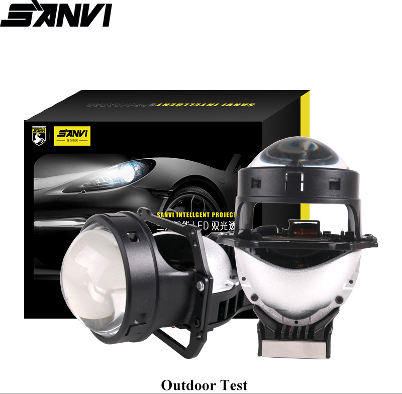 SANVI New Arrival 3 inch 35W 5800k H5 Car Bi LED Projector Lens Headlight Auto LED Projector Headlamp Car Light DIY Accessories Aftermarket Universal Fit LED Auto Lamps  
