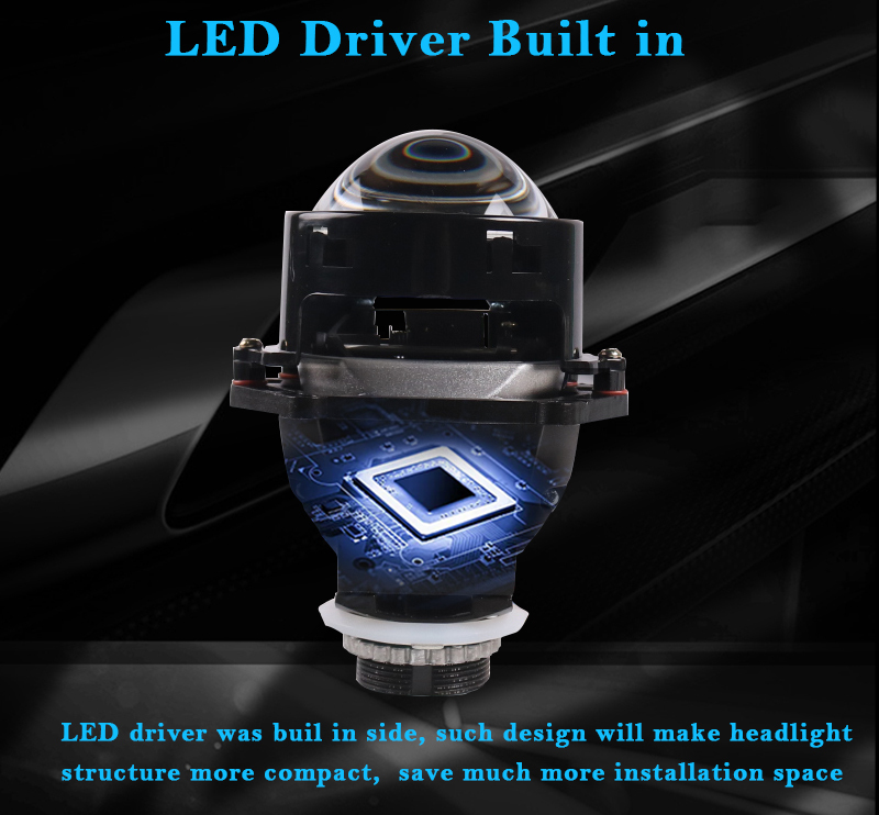 SANVI New Arrival 2PC 3 inch S9 5500K 55W Car Bi LED Projector Lens Headlight H4 H7 Auto Projector Lens Headlamp RHD&LHD Lamp Automotive LED Headlights  