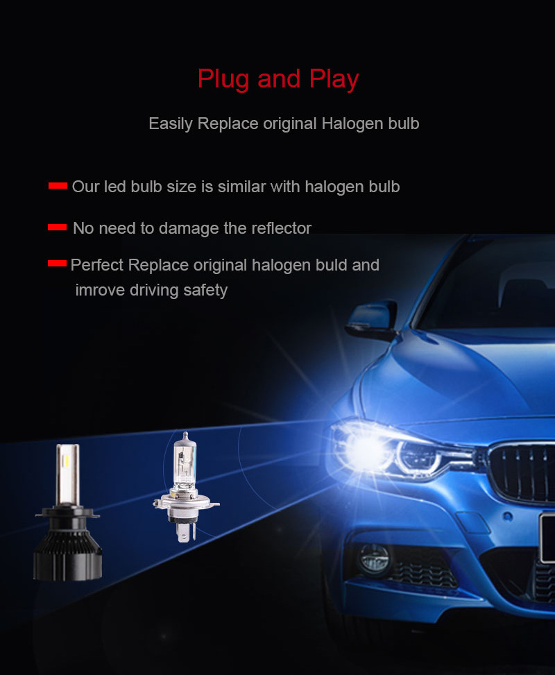 SANVI New Arrival H1 H4 H7 H11 9005 9006 9012 Dual Heat Pipe Car LED Headlight Bulb 43W 6000k Auto Headlight for Car light Retorfit Replace Halogen Bulbs  