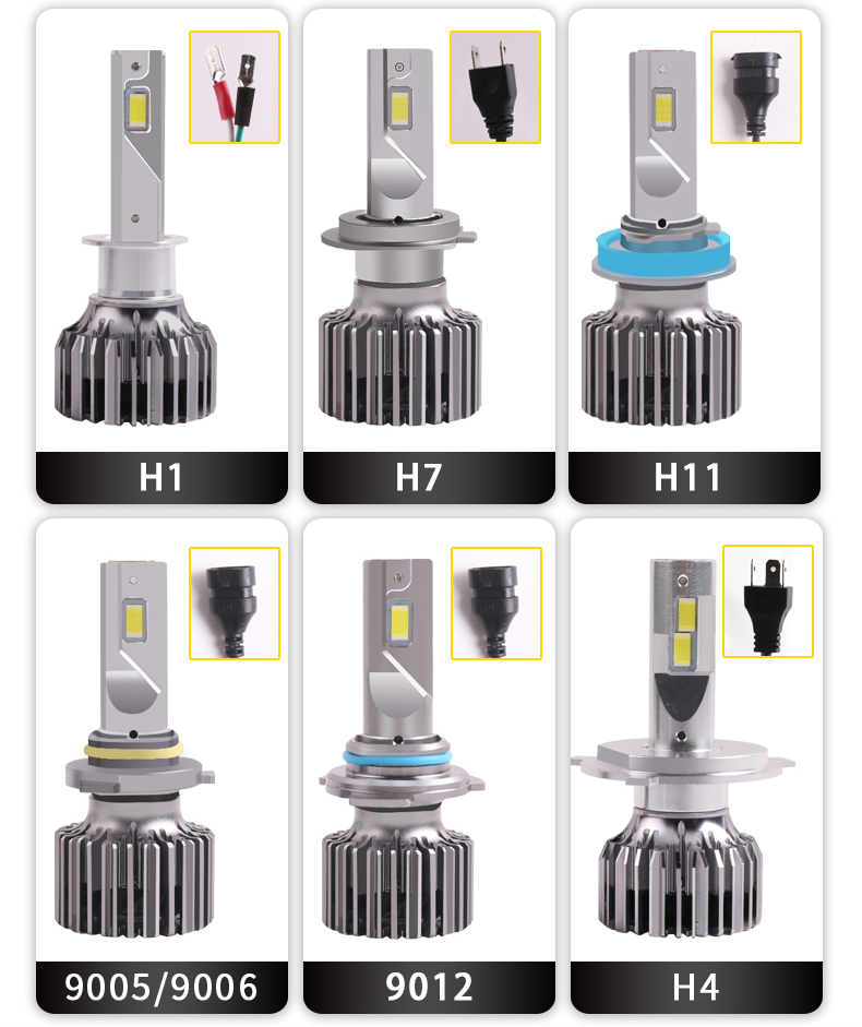 Sanvi custom high power 55w three heat tube led headlight kits 6000k 12V h1 9005 9006 d1s h7 h13 h4 h11 automotive lighting headlight replacement bulbs  