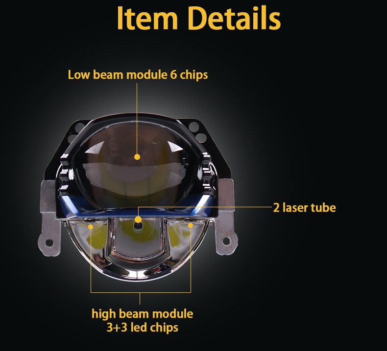 Sanvi Newest LK8 Car Bi LED Laser Projector lens Headlight 12V 5500k 100W Auto LED Projector Headlight Car Headlight Retrofit Automotive LED Lighting Parts  