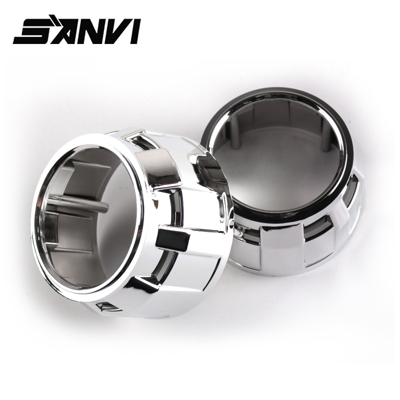 Sanvi 2.5 Inch Shroud Cover for Visteon Xenon LED Projector Lens Headlight Silver Color Aftermarket Auto Lights Conversion Kit Replacement  