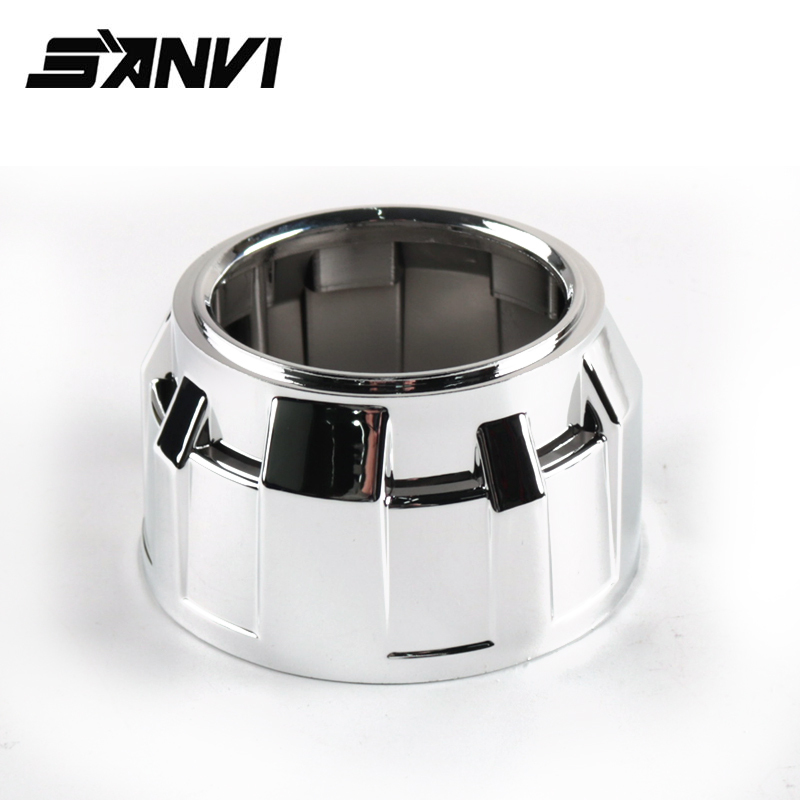 Sanvi 2.5 Inch Shroud Cover for Visteon Xenon LED Projector Lens Headlight Silver Color Aftermarket Auto Lights Conversion Kit Replacement  