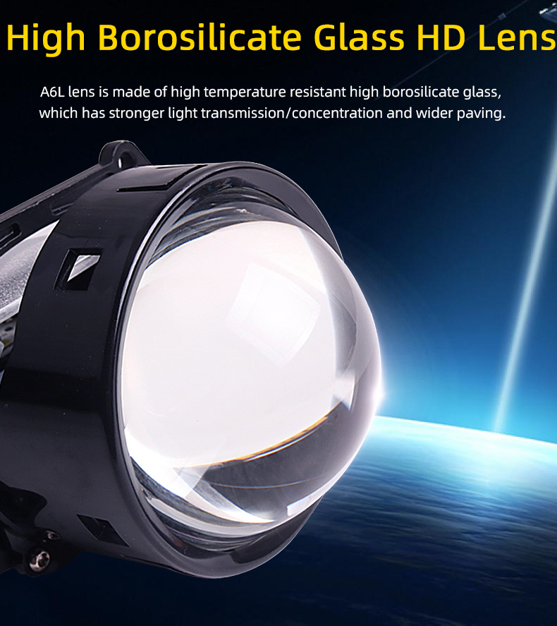 Factory Customize 3 Inch 74w 5500K A6L Car Bi LED Laser Projector Lens Headlight Super Bright Automotive LED Headlight Auto Headlamp Led Conversion Kit Headlight  