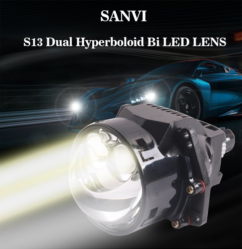Sanvi Smart 3 Inch S13 Bi LED Projector Lens Headlight Dual Lens for Car Wholesale Online Store 68w 5500k Super Bright Auto Lamp  
