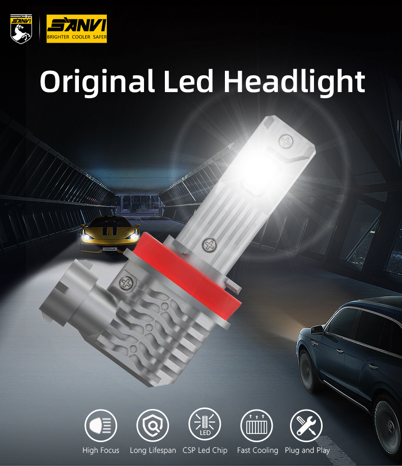 Auto lighting system sanvi h7 h11 h4 led headlights bulb 9005 bus headlamp led lighting cars original led head lights lamps  