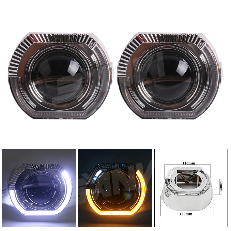 Sanvi auto light factory manufacturer supplier automotive LED Lighting Accessory 3.0 inch bi xenon led projector lens headlight shroud LED DRL car headlights cover angel eyes  