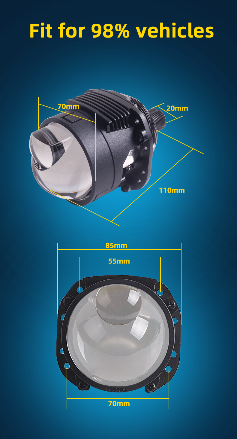 Sanvi Factory New Arrival 2.5 Inch S8L Bi LED Laser Projector Lens Headlight 35w 45w 6000k Direct Led High Beam Module Auto Lamp Headlights  