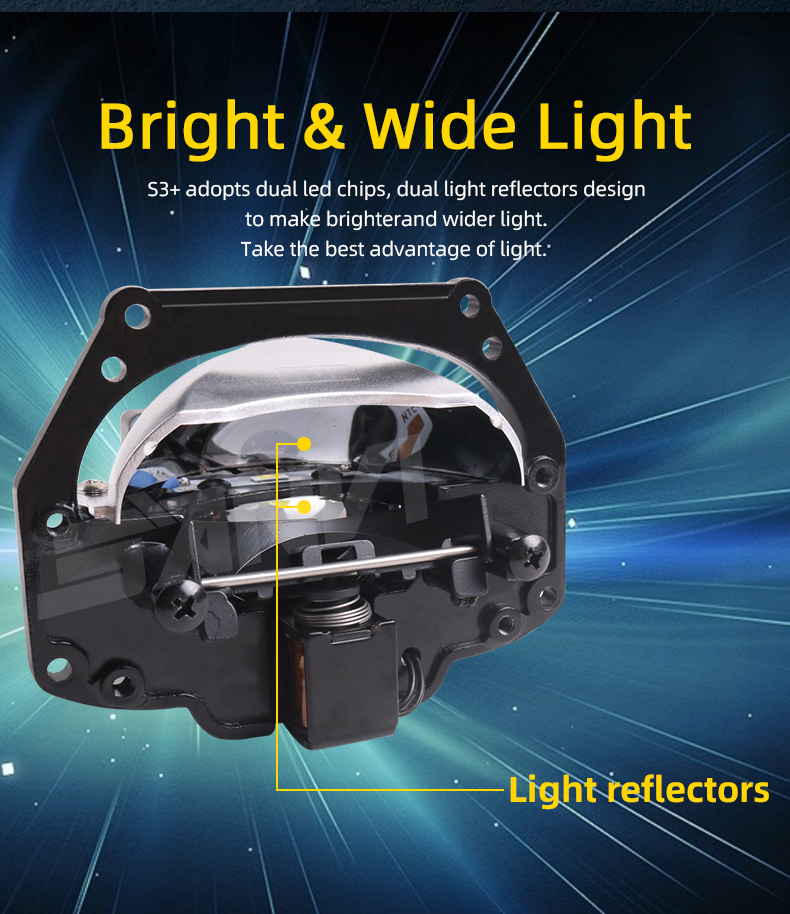 Factory New Produced 3 Inch S3+ Bi Led Projector Lens Headlight 49w 56w 6000k Universal for Car Motorcycle Truck Auto Lamp Bulbs  