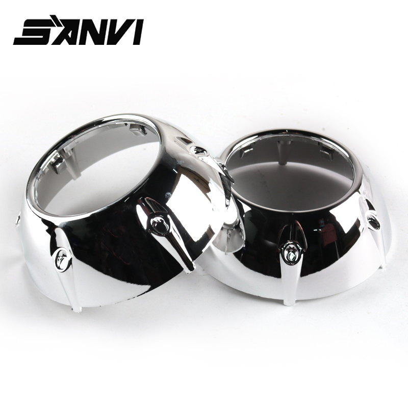 Factory Wholesale Sanvi Auto Lighting 3 inch silver shrouds for led xenon projector lens headlight universal fit for car motorcycle  