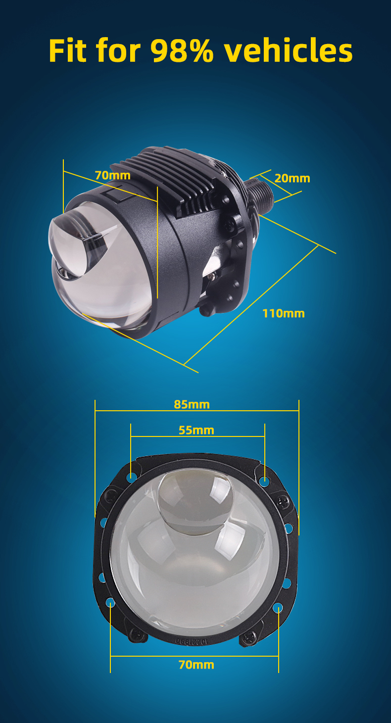 Sanvi Auto Lighting Factory 2.5 Inch S8L Direct Led Projector Lens Headlight 35w 45w 6000k Plug Play Nondestructive Automotive Lamp Retrofit Kits  