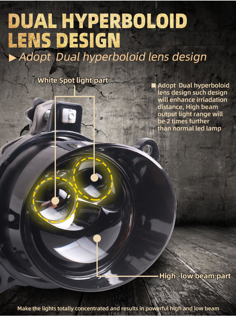 Sanvi New Arrival 3 Inch Bi Led Projector Fog Lens 53W 5500K Dual Led Lens Direct Light Beam Aftermarket Automotive Work Lamps   