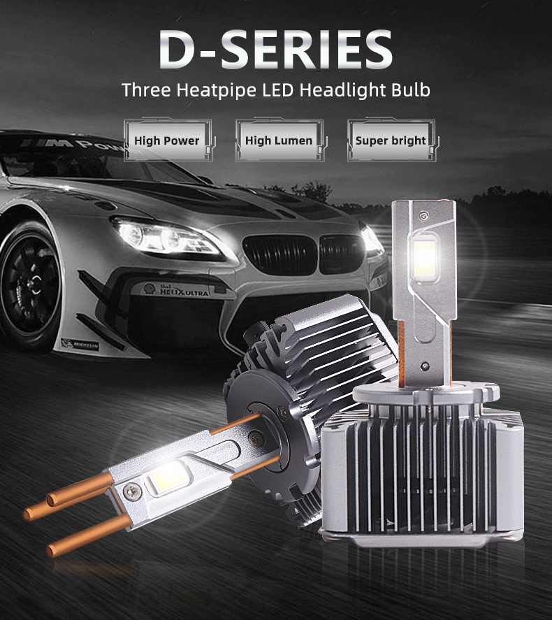 Sanvi Three Heat Pipe D1S D2S D2R D3S D4S D5S D8S 55w 6000K Automotive LED Headlight Bulbs Plug Play With Canbus Decodeing Auto Lamps  