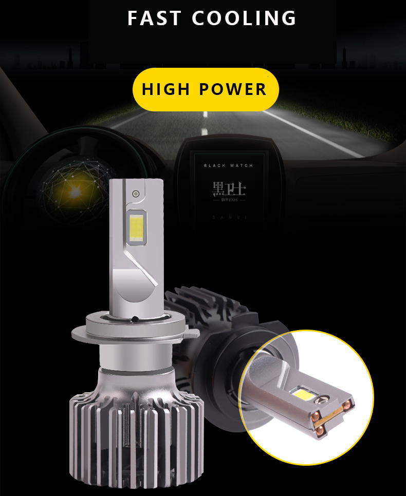 3 Heat Copper Pipe Car LED Headlight Bulb high power H1 H11 9005 HB3 H7 LED H4 Car LED Headlights led Car Lights 55w Auto Lamps  