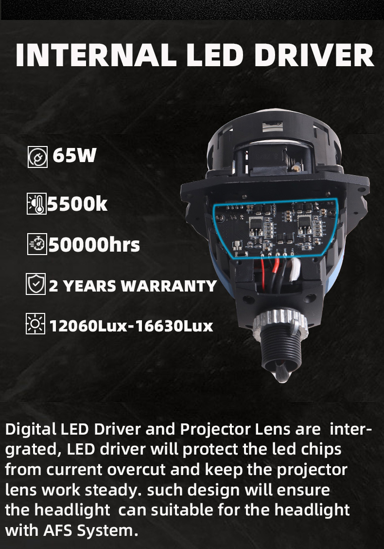 Sanvi 75W 3 inch Laser S9PRO LHD RHD Three Reflective Cups Free Drill Bi LED Projector Lens Headlight Conversion Kits  