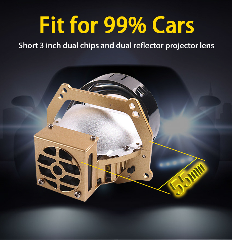 Sanvi new arrival 3 inch F50 bi led projector lens headlights 55W 6000K auto lighting system bi led lens retrofit kits  